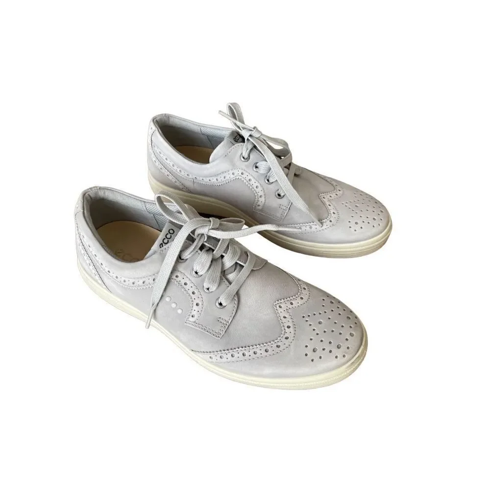 Ecco Mens Gray Wingtip Casual Hybrid Lace Up Golf Sneaker Shoes Size 43